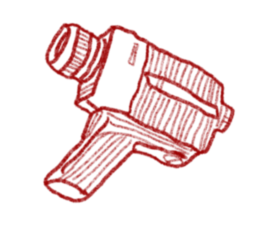 An illustration of an old video film camera